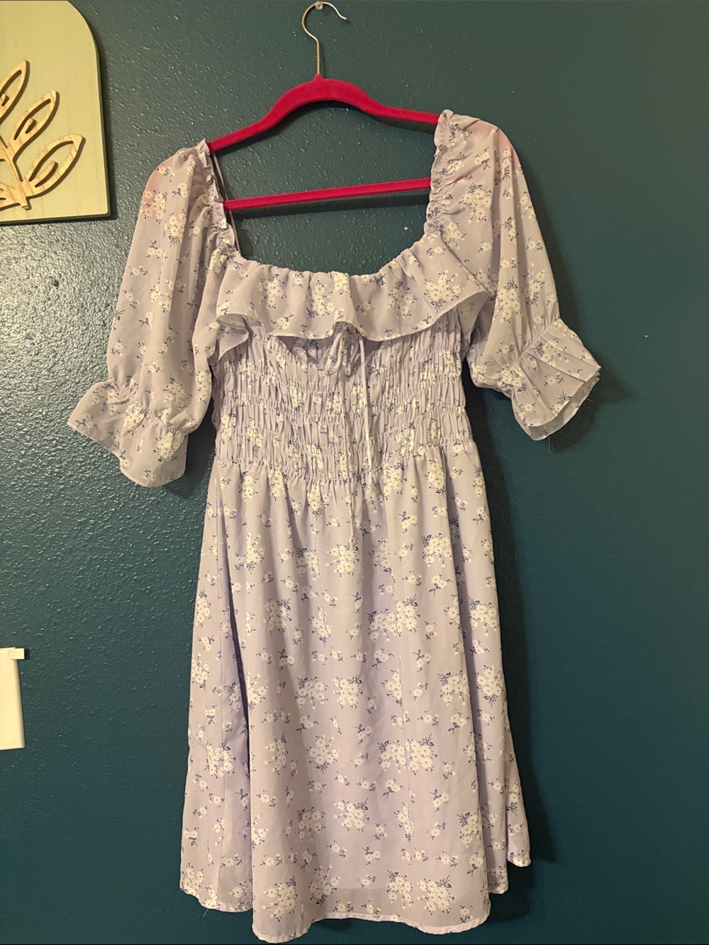 Lilac Floral Smocked Off-Shoulder Dress - Women
